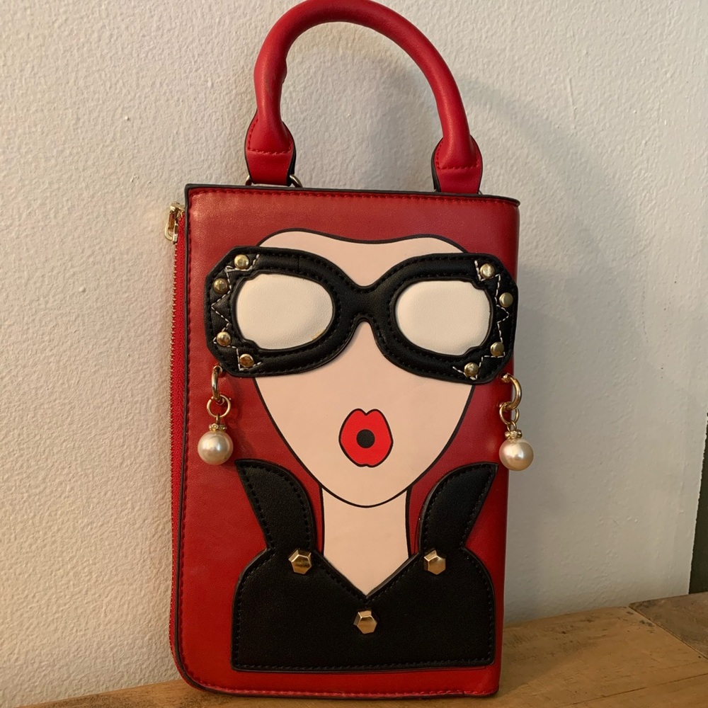 [Joseph D’Arezzo] Red/Gold Top Handle Purse